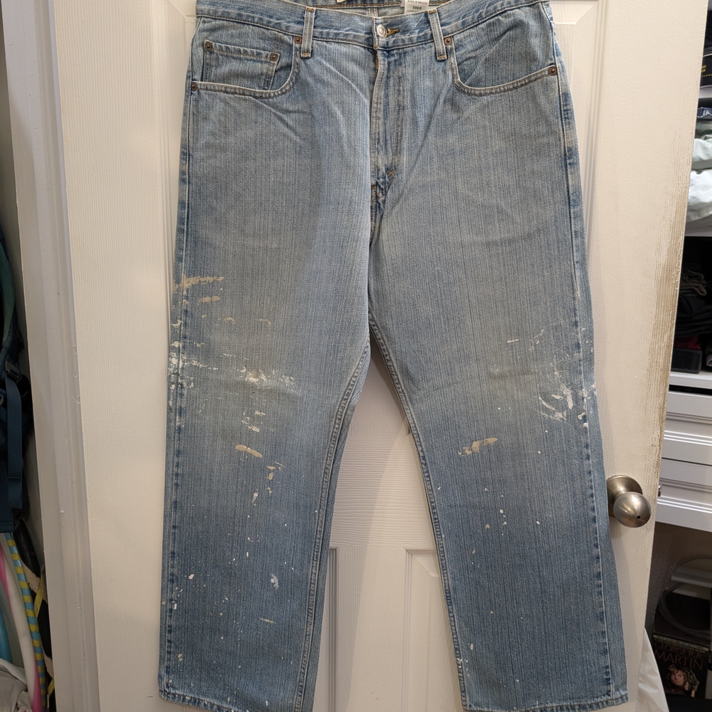 Levi's Men's Light Blue Paint-Splatter Jeans